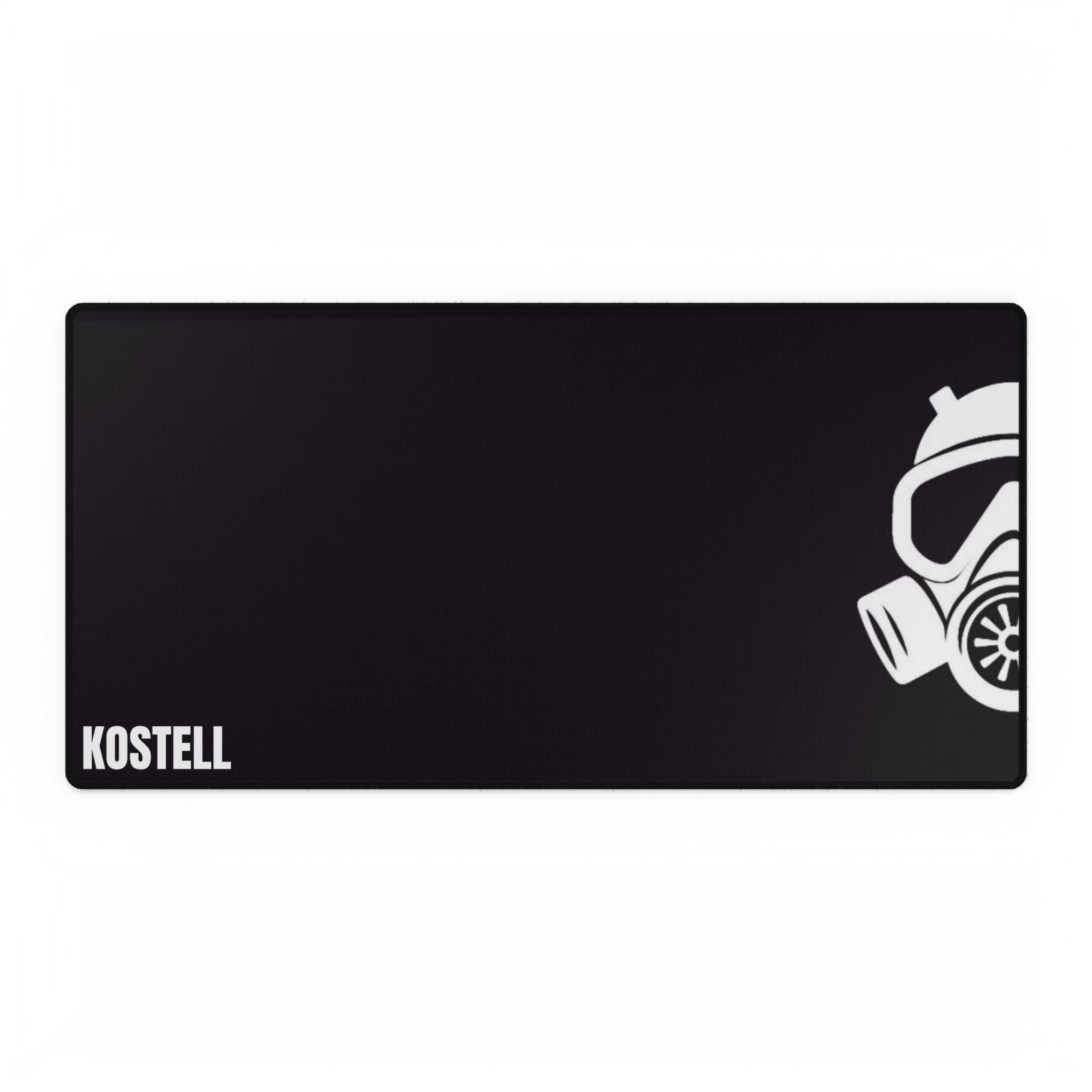 Gas Mask Gaming Desk Mat — Black Extended Mouse Pad with 'KOSTELL' Branding